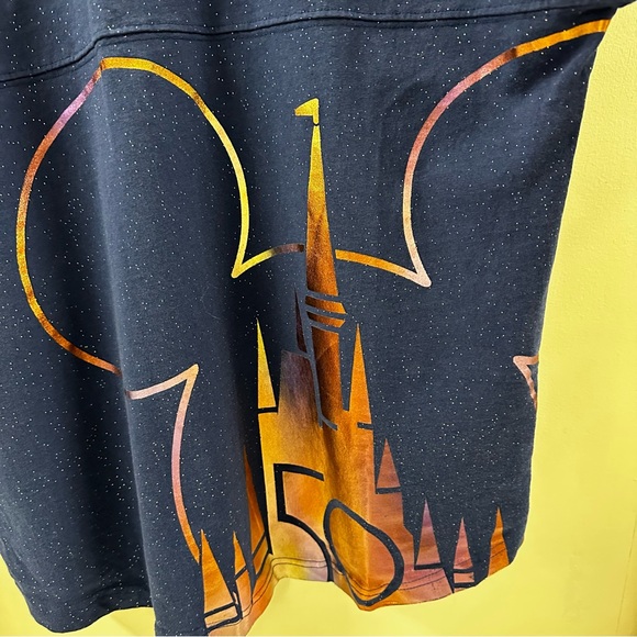WDW 50th Anniversary Spirit Tee Long Sleeve T Shirt Blue Copper Mickey - Picture 6 of 12